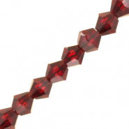 Faceted glass bicone beads 4mm Tranparent deep red
